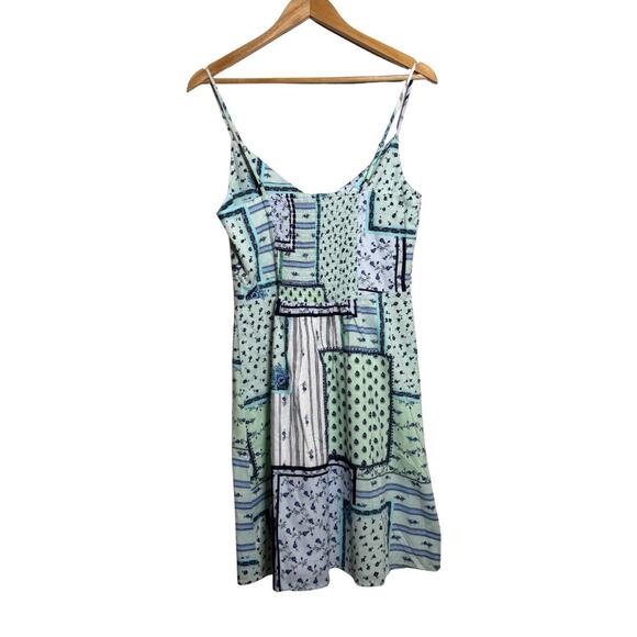 LOFT Patchwork Sleeveless Mini Dress Size 6 NWT Blue Green Floral - Picture 2 of 3
